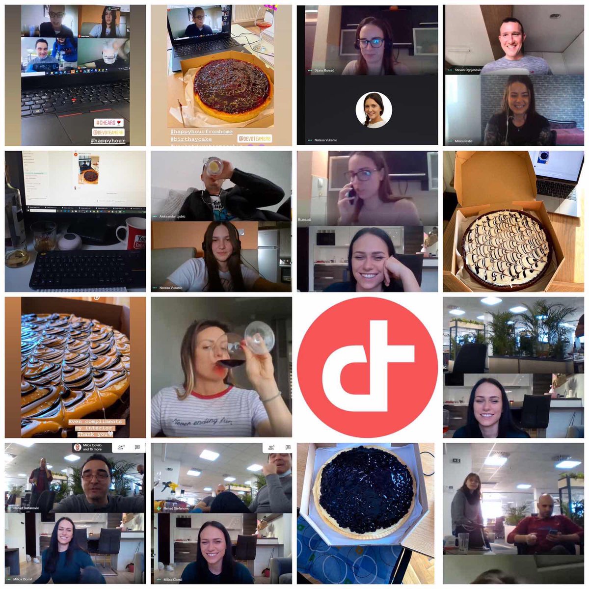 DevoteamSRB's tweet photo. #Coronavirus stole our Friday Birthday parties! Social distancing won't stop us from socializing! Welcome to the Devoteam Serbia virtual birthday party 🍹🎂🍸🎂🥃🎂🍷
#workatdevoteamserbia #engineerslife #itcompany #novisad #techforpeople #staypositive #staysafe #devohome https://t.co/5nKFhjMEg9