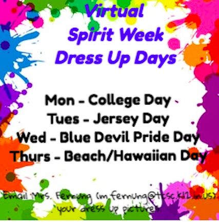 TiptonHS's tweet photo. Virtual Spirit Week 2 Dress Up Days  https://t.co/UjziNw7KBk https://t.co/2Rt6kBbhBj