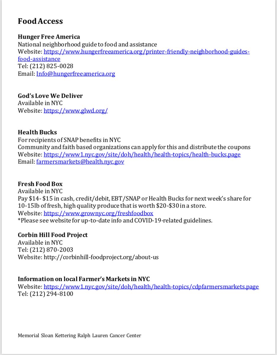 mskihcd's tweet photo. With March being National Nutrition Month and especially in the midst of the COVID-19 pandemic, access to healthy food is more important than ever. As such, a useful resource list featuring some of NYC's top food organizations is attached. #foodaccessforeveryone https://t.co/4SybJWOCls