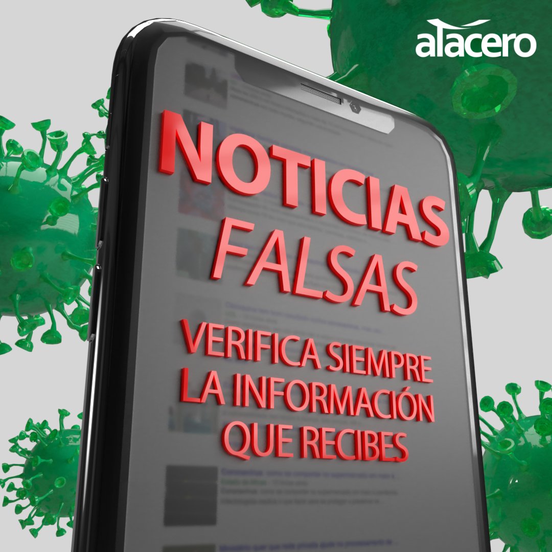RedAlacero's tweet photo. Las #fakenews compartidas pueden dañar la batalla contra el #coronavirus. La lista de mitos abarca desde descubrimientos de la vacuna hasta recetas caseras. Asegurate de que los datos sean de vehículos serios y creíbles. Verifica siempre la info que recibes antes de transmitirla. https://t.co/2Jr2DXjtNf