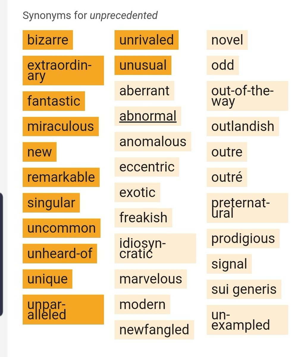 Now hearing the word 'unprecedented' an 'unprecedented ' number of times so here are some other ways of saying the same thing;

#COVID19 
#unprecedented