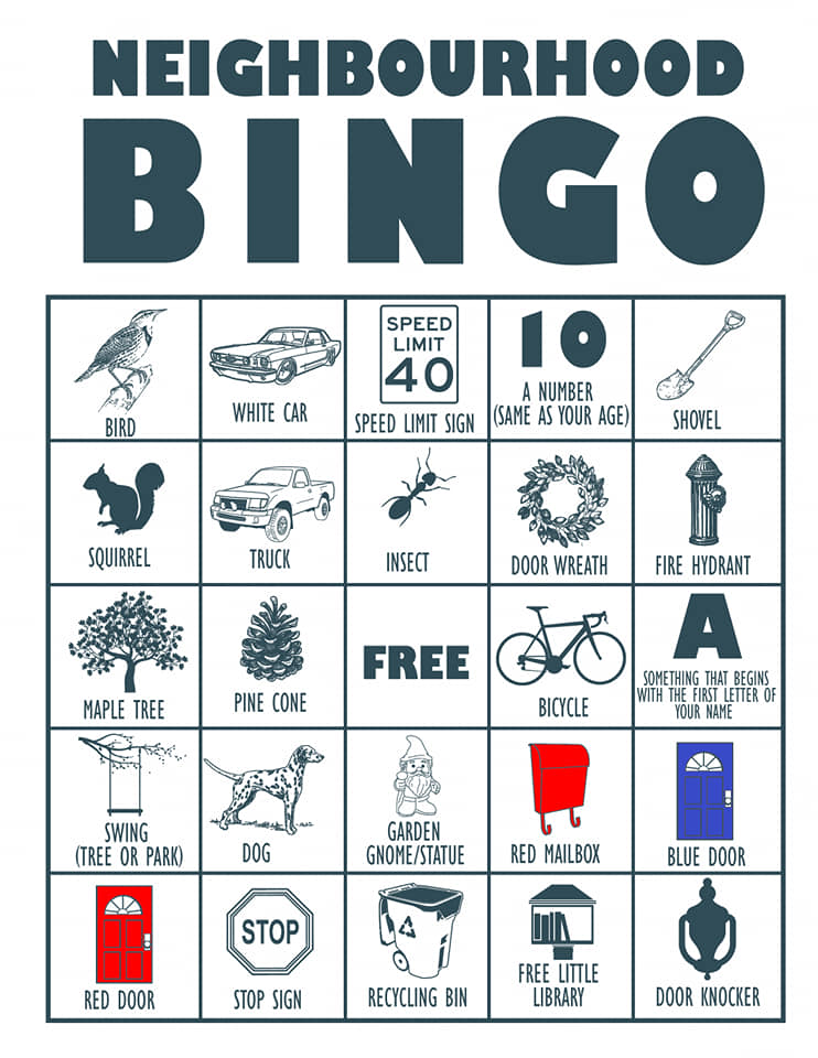 A Toronto couple made these awesome neighbourhood bingo cards families can use when going for a walk outdoors #Toronto