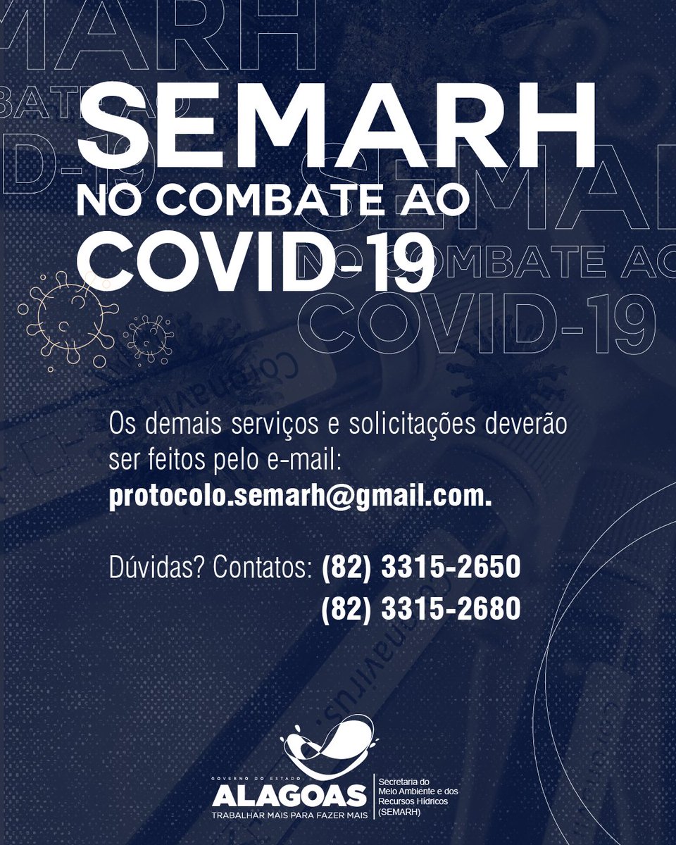 __fernandosp's tweet photo. Confira os atendimentos da @semarhal que serão feitos online. Passe para o lado! ➡➡
#SemarhAL #CoronaVirus #Covid19 #MedidasPreventivas #GovernoDeAlagoas #Alagoas https://t.co/2cwNJwJXMZ