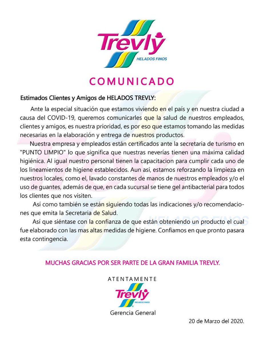 HTrevly's tweet photo. 🚨 COMUNICADO 🚨
#COVID19 #CoronaVirus https://t.co/TWkEgwE3gh