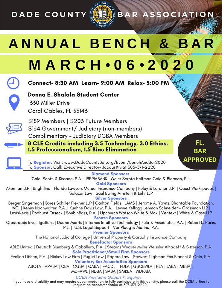 StThomasLaw's tweet photo. @StThomasLaw students Erika Brolley, Silvia Garcia, Rebecca Stone, and Pia Venegas represented STU Law at the @Dade_County_Bar Annual Bench &amp; Bar on March 6, 2020. 

Thank you for representing STU Law!
#STULaw #DCBA #BenchandBar https://t.co/FHLOd6BmJp