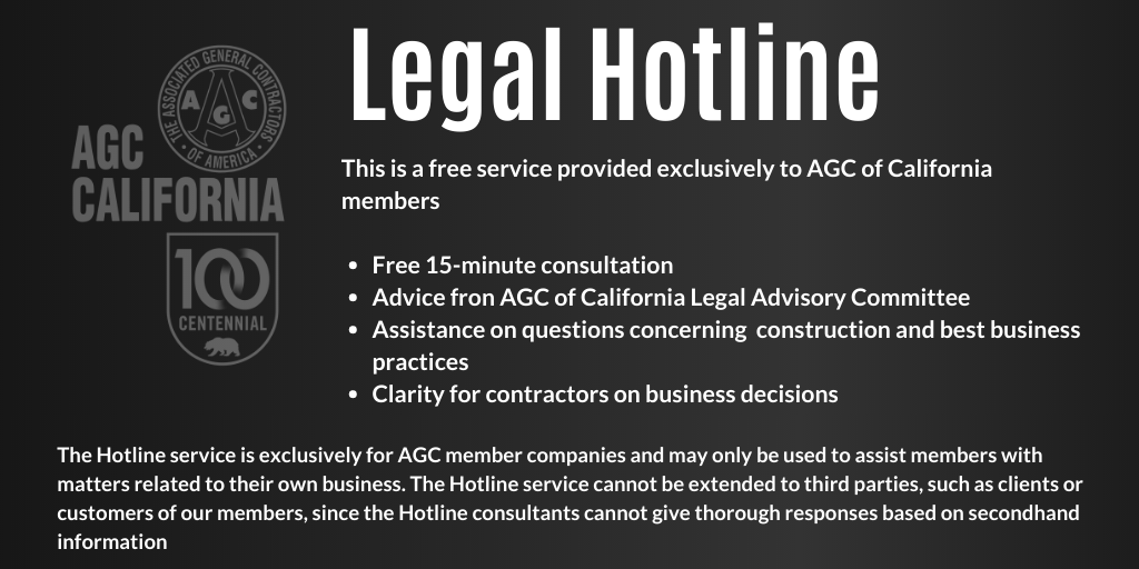 AGCCalifornia's tweet photo. @AGCCalifornia Legal Advisory Committee has established a #COVID_19 taskforce to address the impacts of the virus on businesses &amp; the #constructionindustry. Access our free Legal Hotline for members here: https://t.co/QEb4fRi4F5 https://t.co/BeWS4OS0YU