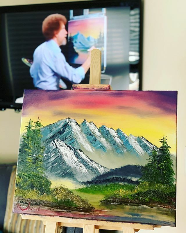 My first #bobross painting!!! #corona #quarantine #bored #cheflife @chefspencergomez @the_notorious_pip @miguelbehn your turn to show your new skill! 🤘🏻 ift.tt/3bfwMpX