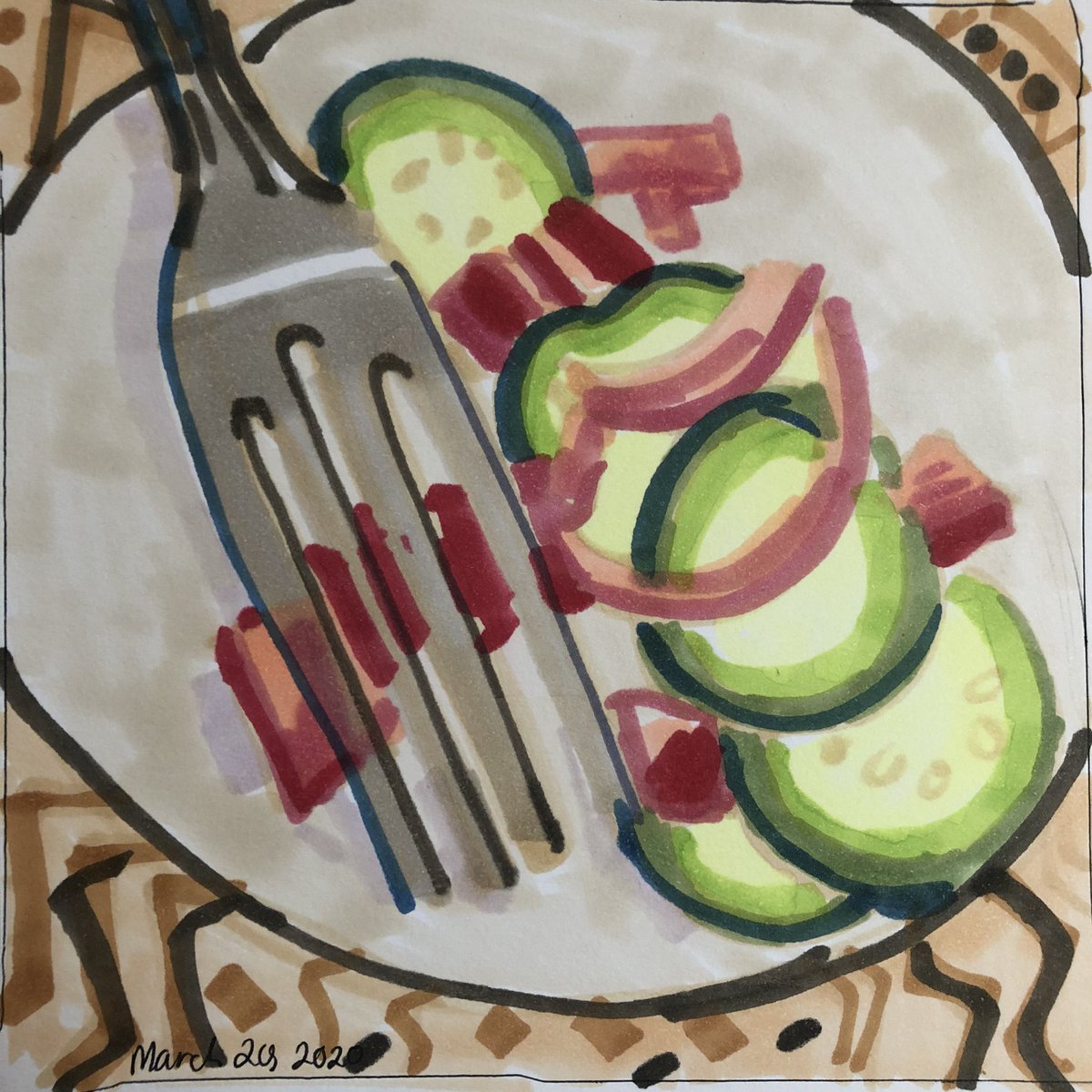 Cucumber salad  #art366  #foodart  #copicmarkers