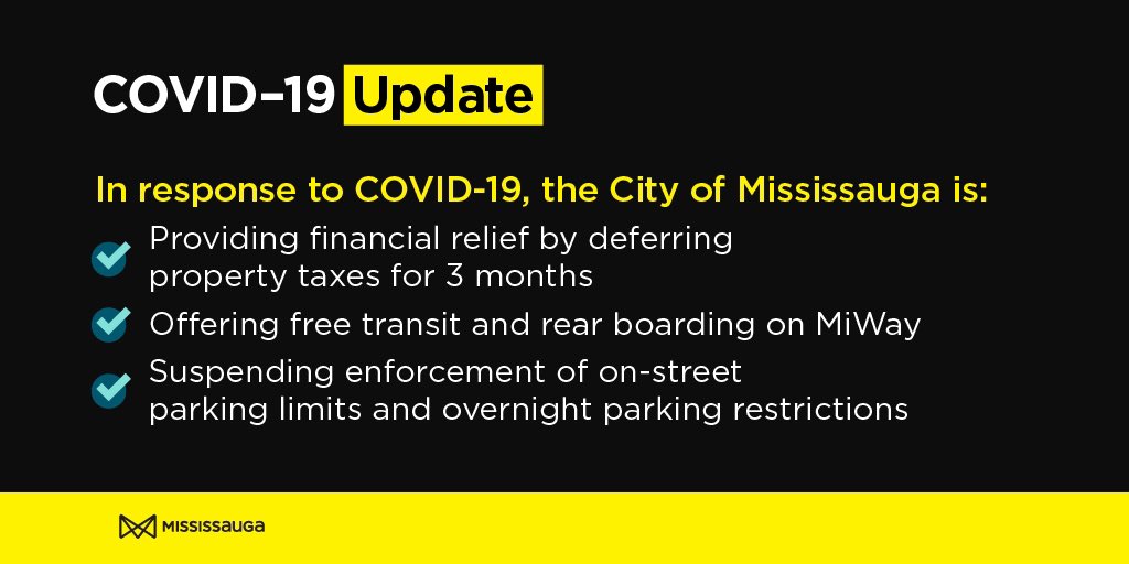 BonnieCrombie's tweet photo. We have heard from #Mississauga residents and businesses who are worried about making ends meet as we cope with #COVID19. We are taking steps where possible, to help ease stress and encourage social distancing. https://t.co/MPqUBY1gbu