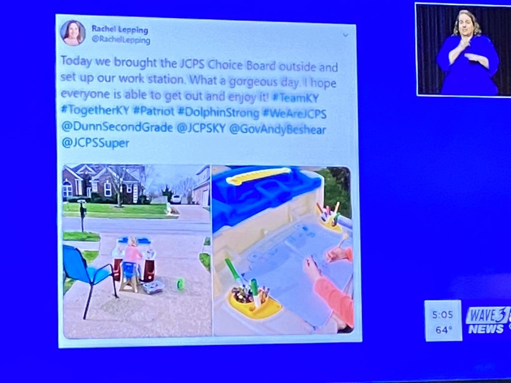 Stock_Dark999's tweet photo. Thank you @GovAndyBeshear for highlighting our @JCPSKY students engaged in learning using their choice board activities outside today. @JCPSAsstSuptTL @kids_inspire @@heatherwarrell #CDLI #deeperlearningathome #TeamKentucky https://t.co/oDRI8t4TCC