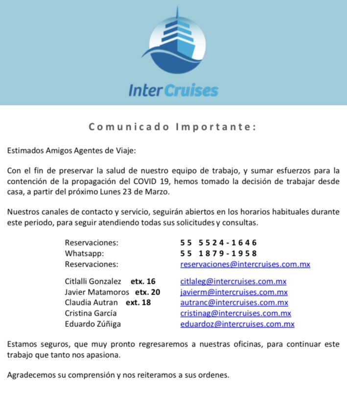 #yomequedoencasa Información importante sobre como operaremos durante las próximas semanas. #Covid_19 #Coronavirus