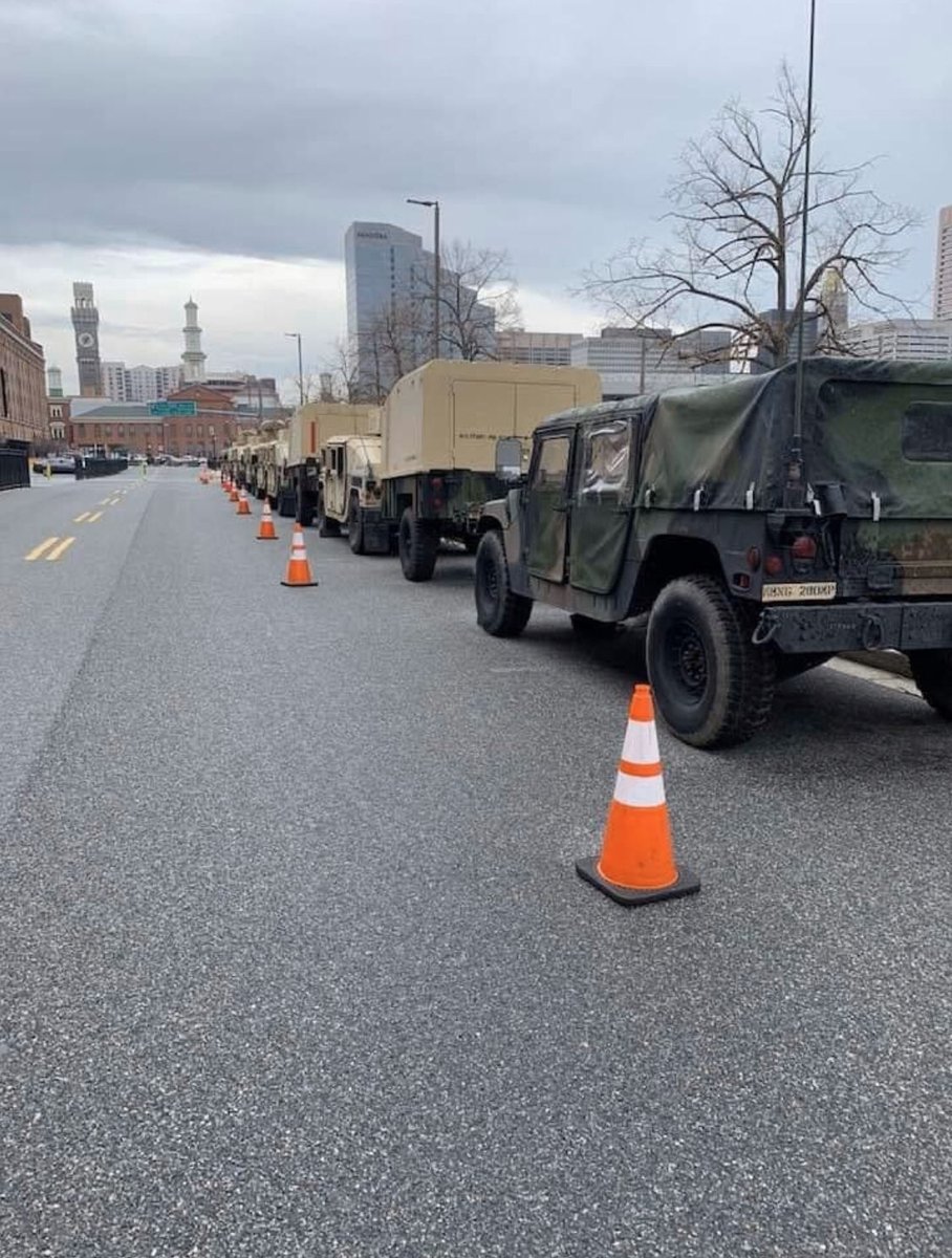 RavensHypeMan's tweet photo. Downtown #Baltimore 

#Army
#NationalGaurd
#AintGonnaBeNoLooting
#GotMyGunsWhatAboutYou 
 #BeeLeeDAT 💯💯💯💯💯💯 https://t.co/axhrl3zrbc