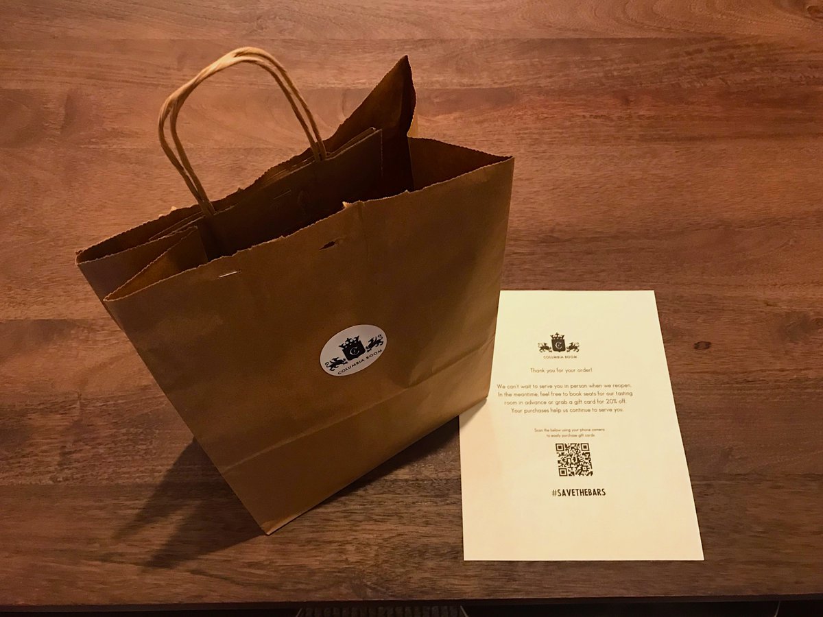 mattmansfield's tweet photo. Happy hour delivery from @ColumbiaRoom arrived perfectly at home. Thanks for the cocktails to go! Packaging was great as well and super safe. #savethebars https://t.co/2ivf8ULBfe