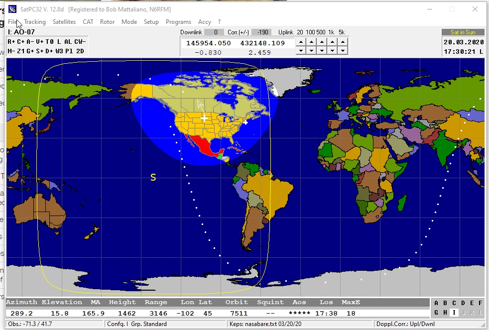 n6rfm's tweet photo. AO-7 Coast to Coast coverage. Nice to work Guy #WI6K and Carlos@W7QL from FN41iq, RI π https://t.co/7xhGegBhh4