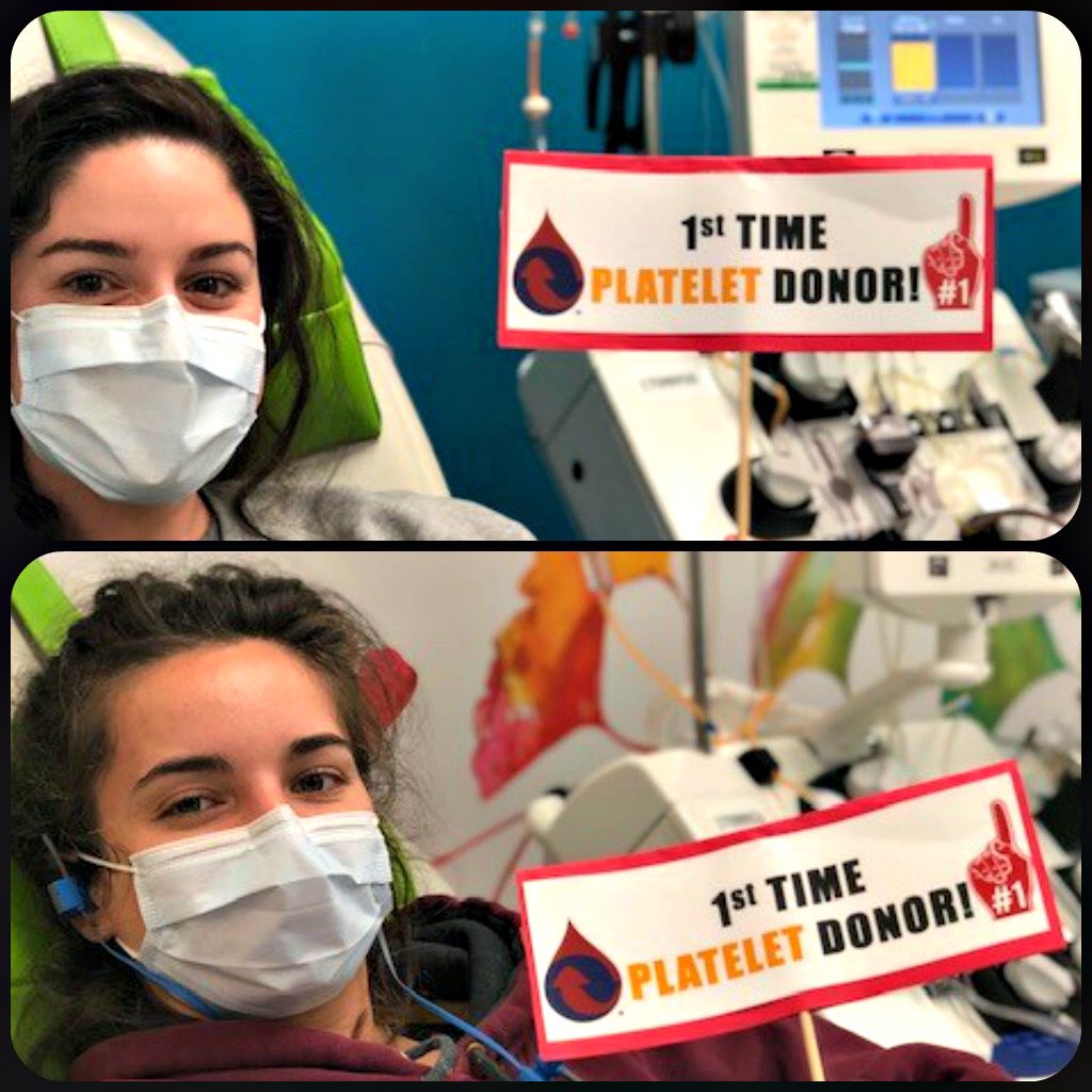 AtlBloodSvs's tweet photo. Roommates, Mary and Francesca, donating platelets for the first time and reminding everyone that donating is an essential health care activity!  #plateletdonorchallenge #1sttimeplateletdonor #bethegoodintheworld https://t.co/UEozSGj7Sh