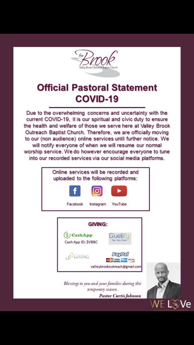 ValleyBrookOBC's tweet photo. Official Pastoral Statement from Pastor @PastahCJ https://t.co/gJQv7rGtSl