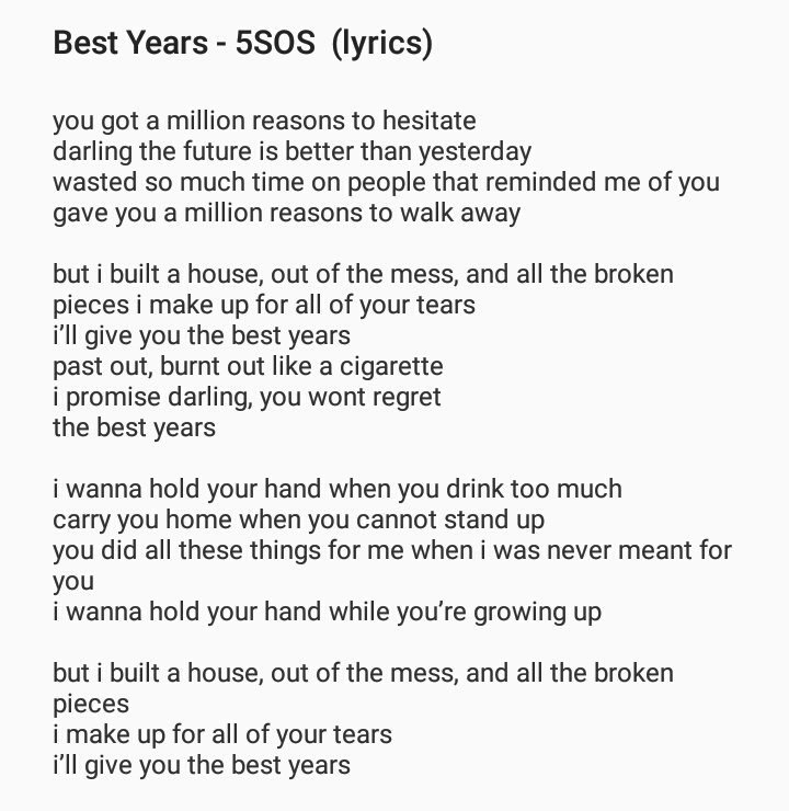 5SOS Brasil 🇧🇷 on X: 📃 Letra e tradução de #BestYears, nova música de  CALM, quarto álbum da banda, disponível dia 27 de março.   / X