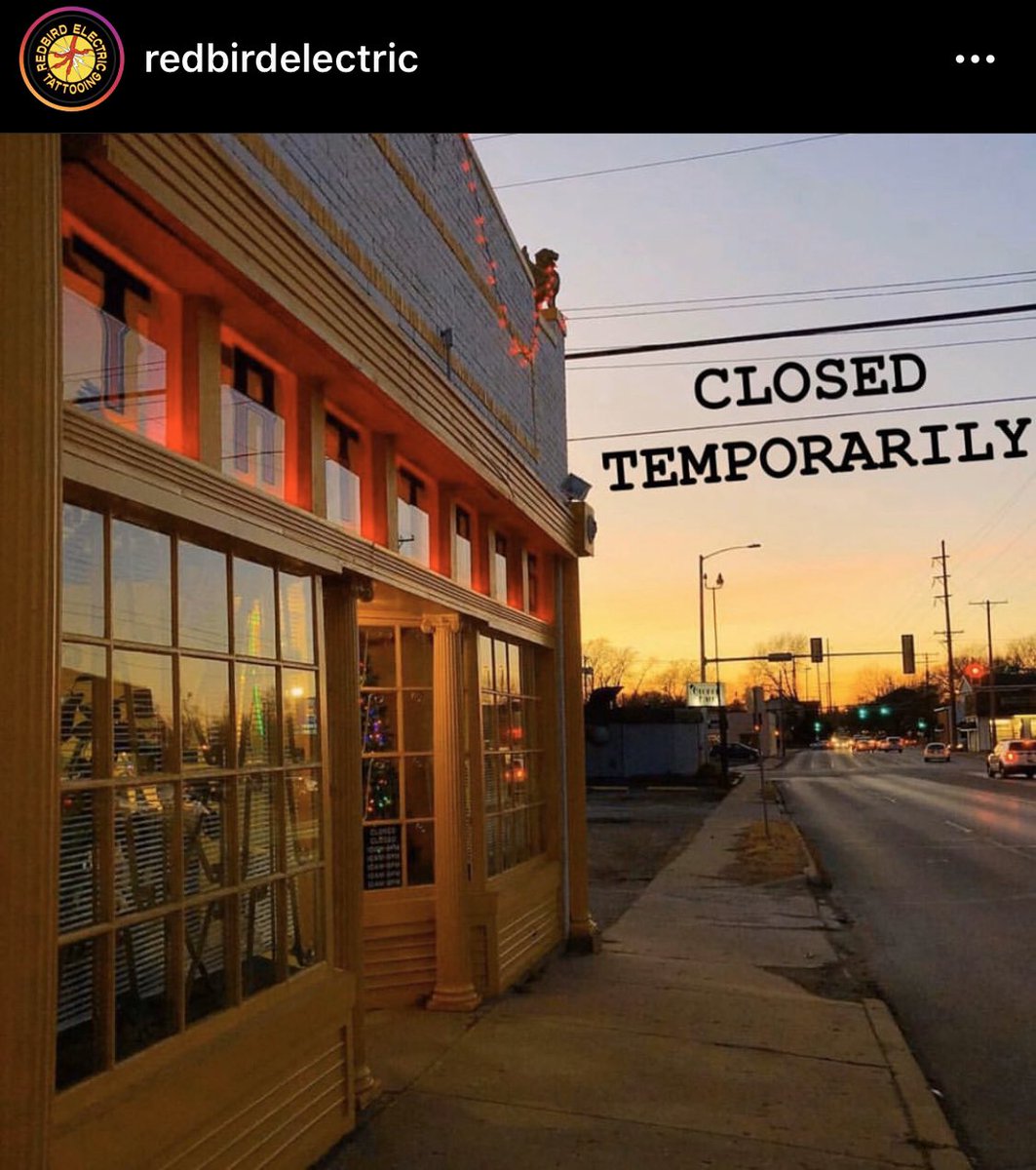 RedbirdElectric's tweet photo. Stay home! We can tat you later. Stay Healthy and we’ll see you on the other side. https://t.co/lrwOEWUoEg