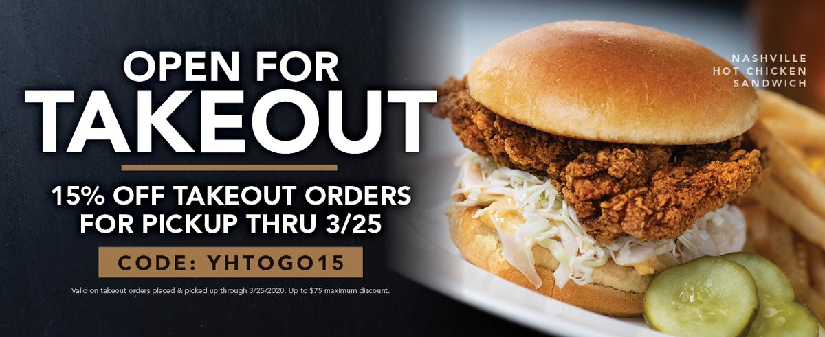 Yard House On Twitter We Re Open For Takeout Bring Home Your Favorites And Enjoy 1 5 Off Your Order With Code Yhtogo15 Https T Co Jxcnknihw0 Valid On Takeout Orders Placed Picked Up Through 3 25 2020