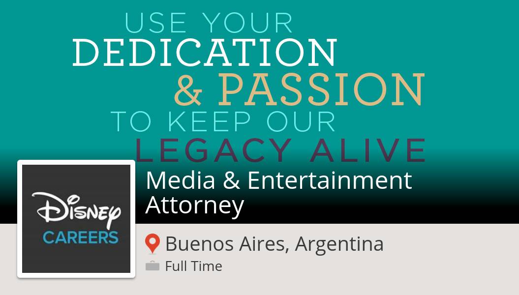 RecruiterMarcie's tweet photo. Are you a Media &amp; #Entertainment #Attorney in #BuenosAiresArgentina? #Disney is waiting for you! #job https://t.co/aBmqEJ6llU #DisneyJobs https://t.co/mnKkxrVlvg