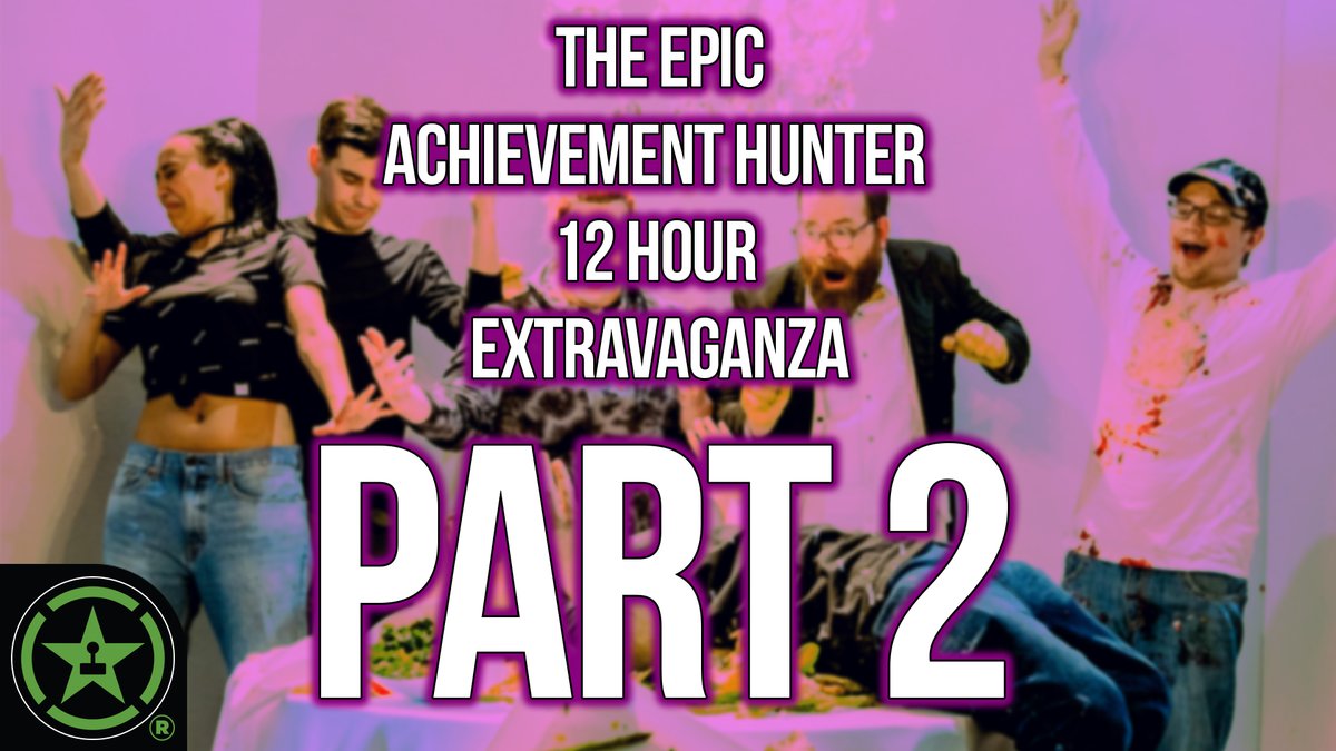 RegulationLP's tweet photo. The Epic Achievement Hunter 12 Hour Extravaganza is coming out this Saturday on the RT Site and will be separated into 4 parts!π #AH12Hour
We have more info here along with how each video is divided up: https://t.co/z0B86u5atN https://t.co/r011fSLE6R