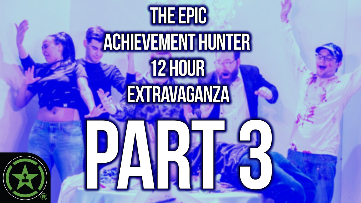 RegulationLP's tweet photo. The Epic Achievement Hunter 12 Hour Extravaganza is coming out this Saturday on the RT Site and will be separated into 4 parts!π #AH12Hour
We have more info here along with how each video is divided up: https://t.co/z0B86u5atN https://t.co/r011fSLE6R