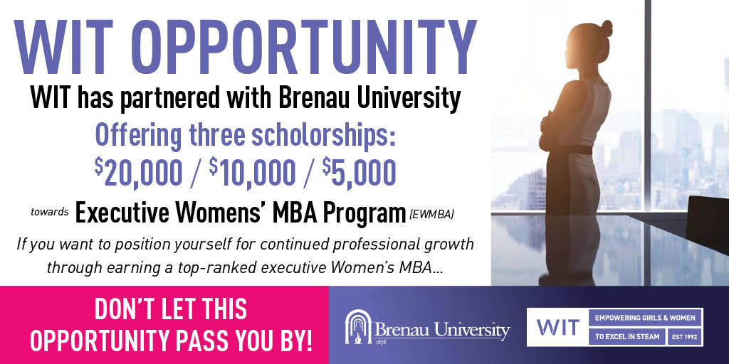 witgeorgia's tweet photo. Apply for the WIT and Brenau EWMBA Scholarship Program! 
▶️ Step 1: To Apply - submit a WIT Scholarship Application: https://t.co/3e27MJMSSR
▶️ Step 2: Apply to Brenau Scholarship Program and Fellowship: https://t.co/Viv09yF4hI 
#MBA #writeyourfuture #witgeorgia https://t.co/PHhw3wNMBV