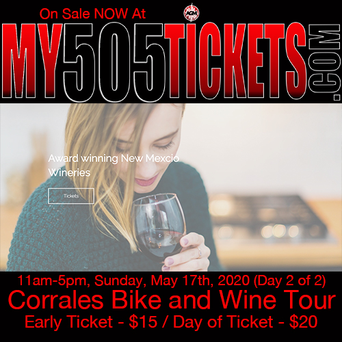 505Tickets's tweet photo. #Corrales #Bike &amp; #Wine #Tour #Day 2 #Sunday #May 17 11AM-5PM #Early #tickets are ON SALE NOW for $15! Day of Tickets will be $20. Cottonwood Montessori School 3896 Corrales Rd Corrales #NM https://t.co/cYeZ4cADNL @Coyote1025 @955KHFM @Big985NM @mykiss973 @MyMix1051 @Fuego1029FM https://t.co/dHaBkIDym7