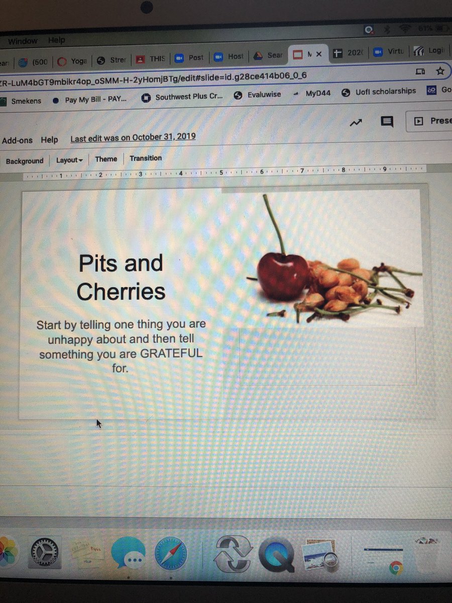 pulcianisclass's tweet photo. @SmekensEd Had a class meeting today! Pits and cherries! Tell 1 thing you are unhappy about and 1 thing you are thankful for. So great to see them! 😊 #weare44 #madison44 https://t.co/DRDMnmLpE7