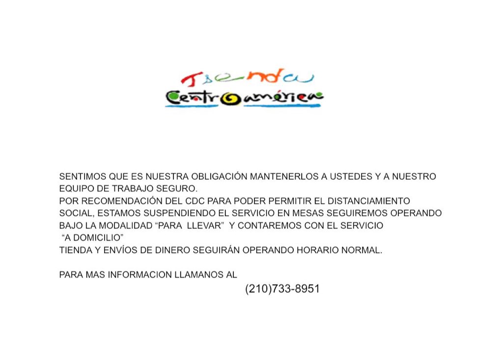 galilea_montana's tweet photo. PLEASE SHARE! My suegro has a store/restaurant called Tienda Centroamérica. The virus situation has affected the sales and he wants to ensure that the health and safety of customers is the top priority. Please come shop here for your central american products and authentic food! https://t.co/Vwbyy8MKrh