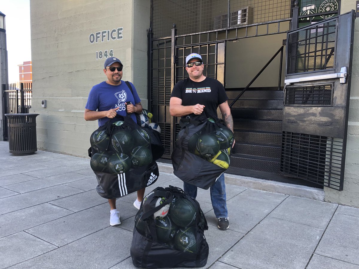 We found a few extra balls lying around the stadium! They will have a new home with kiddos of <a href="/ACPORTLAND/">Active Children Portland</a>. The kids will now be able to stay safe and practice their soccer skills at home with their own ball. #RCTID #BAONPDX
