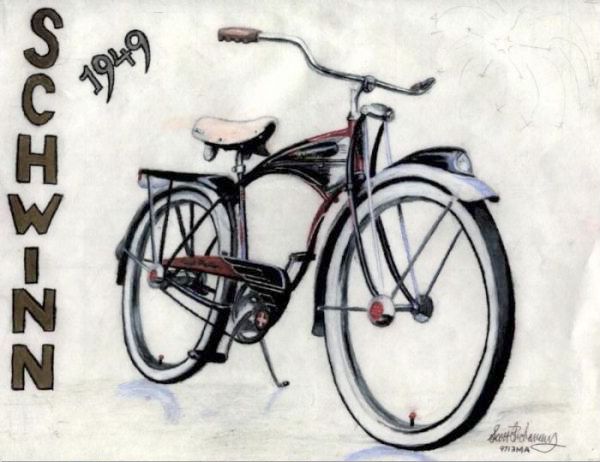 SquiggleDog's tweet photo. This is a drawing of the bicycle of my dreams back when I was 13; the Schwinn Black Phantom. 

Colored pencil https://t.co/9CwBmtnIoD