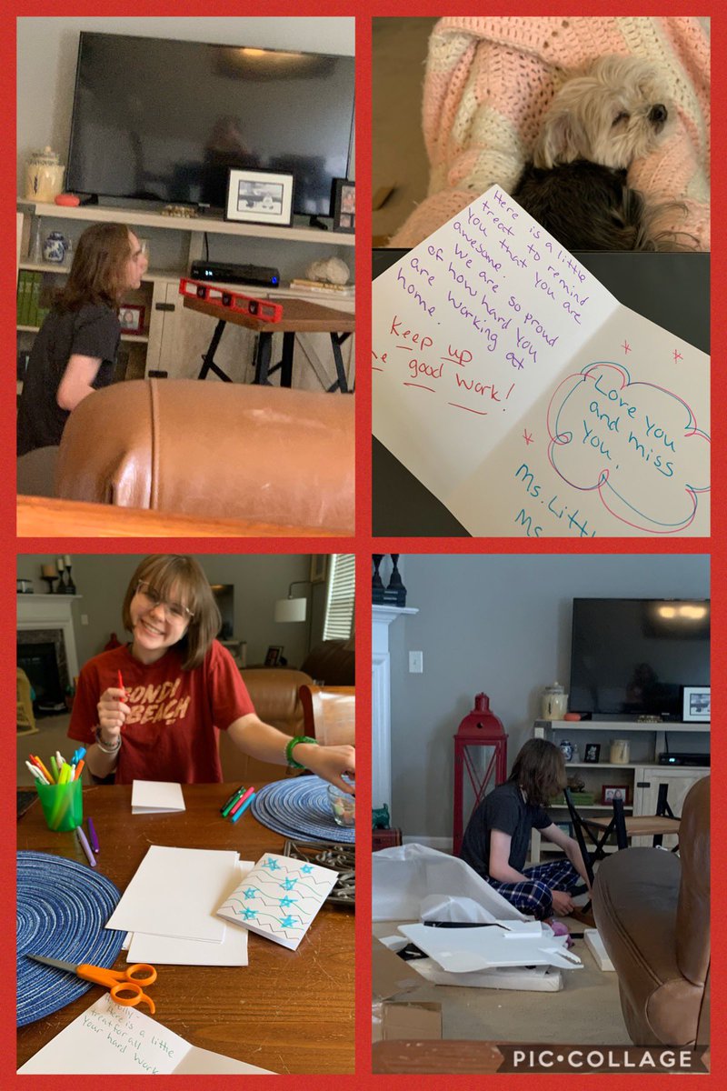 MeganLittle01's tweet photo. We had shop class and art class today. Jacob replaced filters too! Syd made homemade note cards and I am now writing notes to my babies. I hope this puts a smile on their face-they might even get a special surprise #BeDoHaveGive #HastyDLD @CCSDcares #CHerokeeZone @Hasty_Huskies https://t.co/DdKkthCr1U