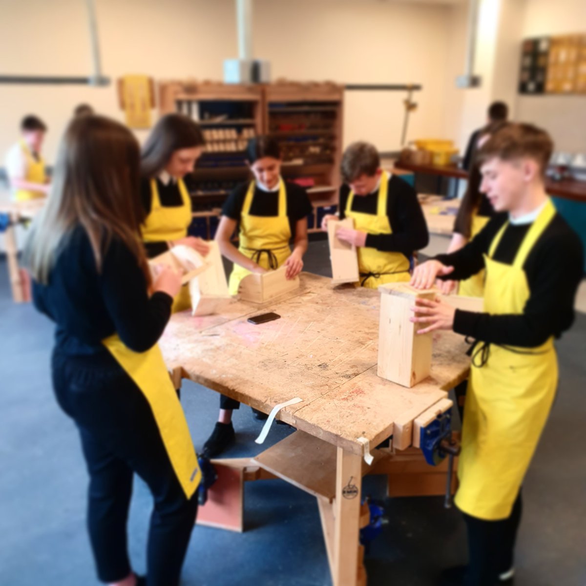 MrsKerrDET's tweet photo. It was lovely to see my S3 PWW class demonstrate such hard work and focus period 7 on a Friday after the most challenging week! Well done! These kids have such resilience... 🤞🏻👋🏻 and I hope to see the class back soon! @qahsinfo #practicalwoodwork https://t.co/bfWq1UFvBC