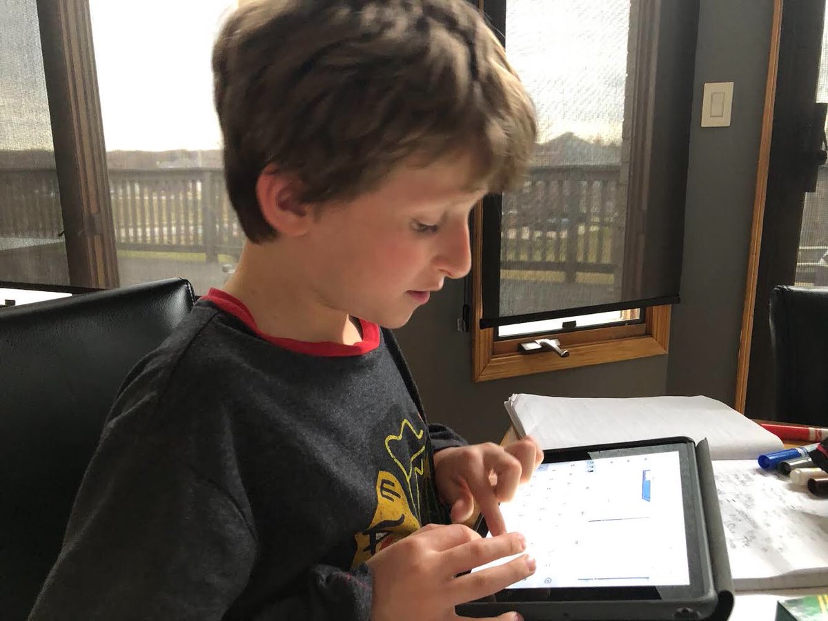 MsZajicek's tweet photo. I miss these kiddos, but glad they are keeping up with their e-learning. Don’t forget to take a movement break just like we do in class. @MeadowRidgeRoar #learningneverstops https://t.co/Oer3QuPDpg
