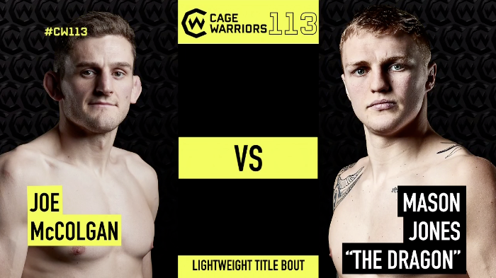 CageWarriors's tweet photo. Time now for the co-main event of the evening 😬

Cage Warriors Lightweight Title 🏆
Mason Jones vs Joe McColgan

📺Watch #CW113 now on @UFCFightPass
🔗 https://t.co/10rZiIDXdI
📍 Manchester, England https://t.co/FXqekZIwJ3