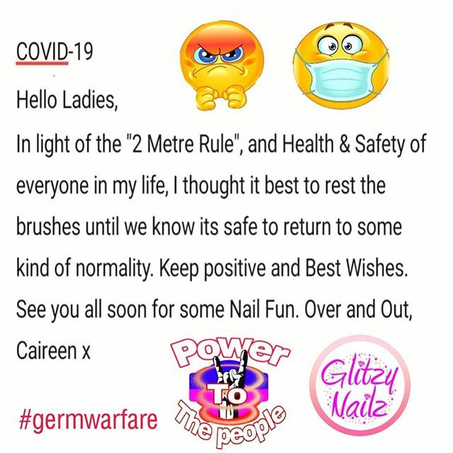 Best adhering to advice and keeping a professional approach. Catch up soon. Going to miss you all x #staysafe #covid19 #glitzynailzbycaireen #catchupsoon
❤️💅 ift.tt/3b8CARY