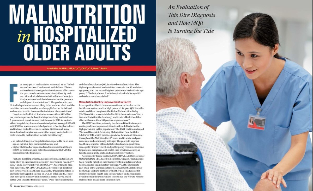The Malnutrition Quality Improvement Initiative, or #MQii, is emphasizing the role of RDs and protecting hospitalized older adults as part of the charge to eliminate malnutrition. Read more from <a href="/WendyPhillips00/">Wendy Phillips, MS RD CD CNSC CLE NWCC FAND</a>: todaysdietitian.com/newarchives/04…