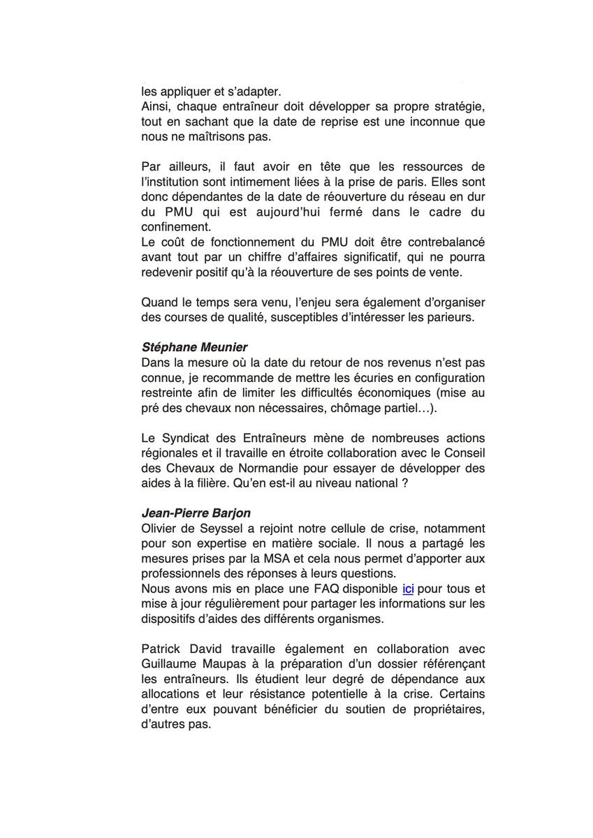 LeTrot's tweet photo. [#COVID19] Réponse de Jean-Pierre Barjon, Président 
@LeTrot, aux questions de Stéphane Meunier, Président du 
@ContactSedj⤵ https://t.co/CBXipwF4ZG