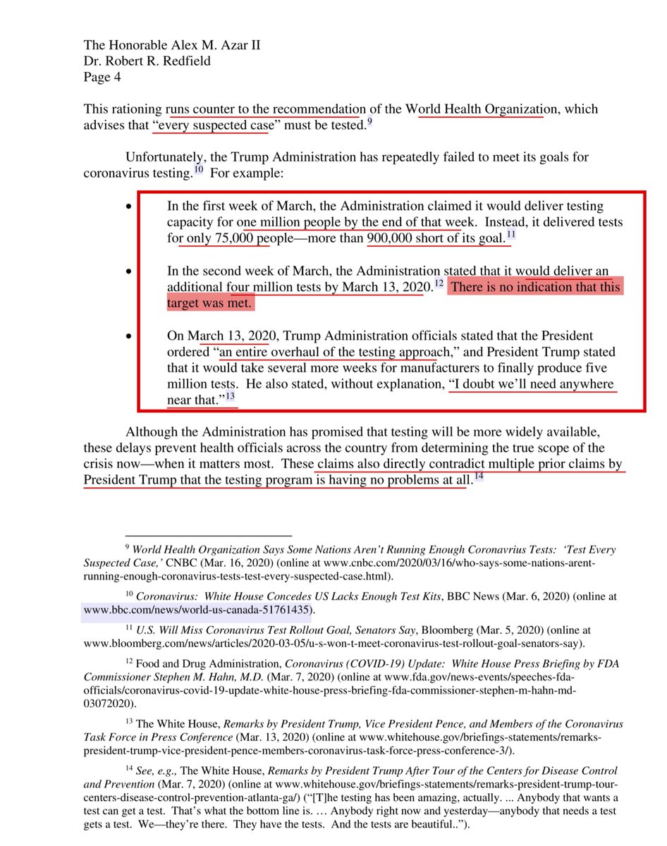 This is DEEPLY problematic - in yesterday’s  @OversightDems letter to  @CDCgov  @SecAzar  @CDCDirector The DJT Trump Administration continues to lie to us, the American people and NOW they are withholding infoWHERE. ARE. THE. TESTs that  @VP promised us? https://oversight.house.gov/sites/democrats.oversight.house.gov/files/2020-03-19.CBM%20RK%20GEC%20JR%20SFL%20to%20Azar-HHS%20and%20Redfield-CDC%20re%20Testing%20Plan%20(002).pdf