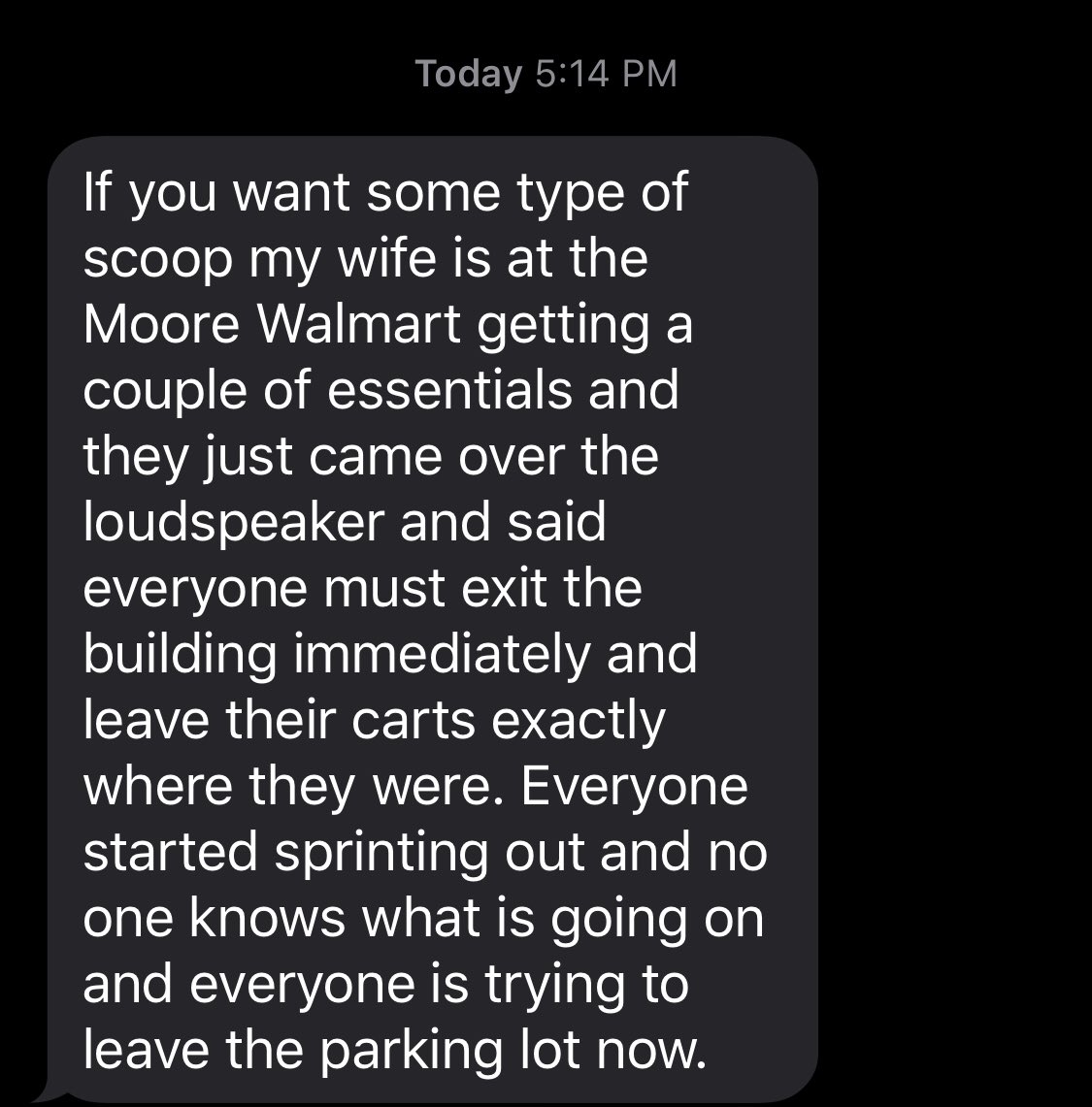 Crazy shit happening at Moore Walmart!