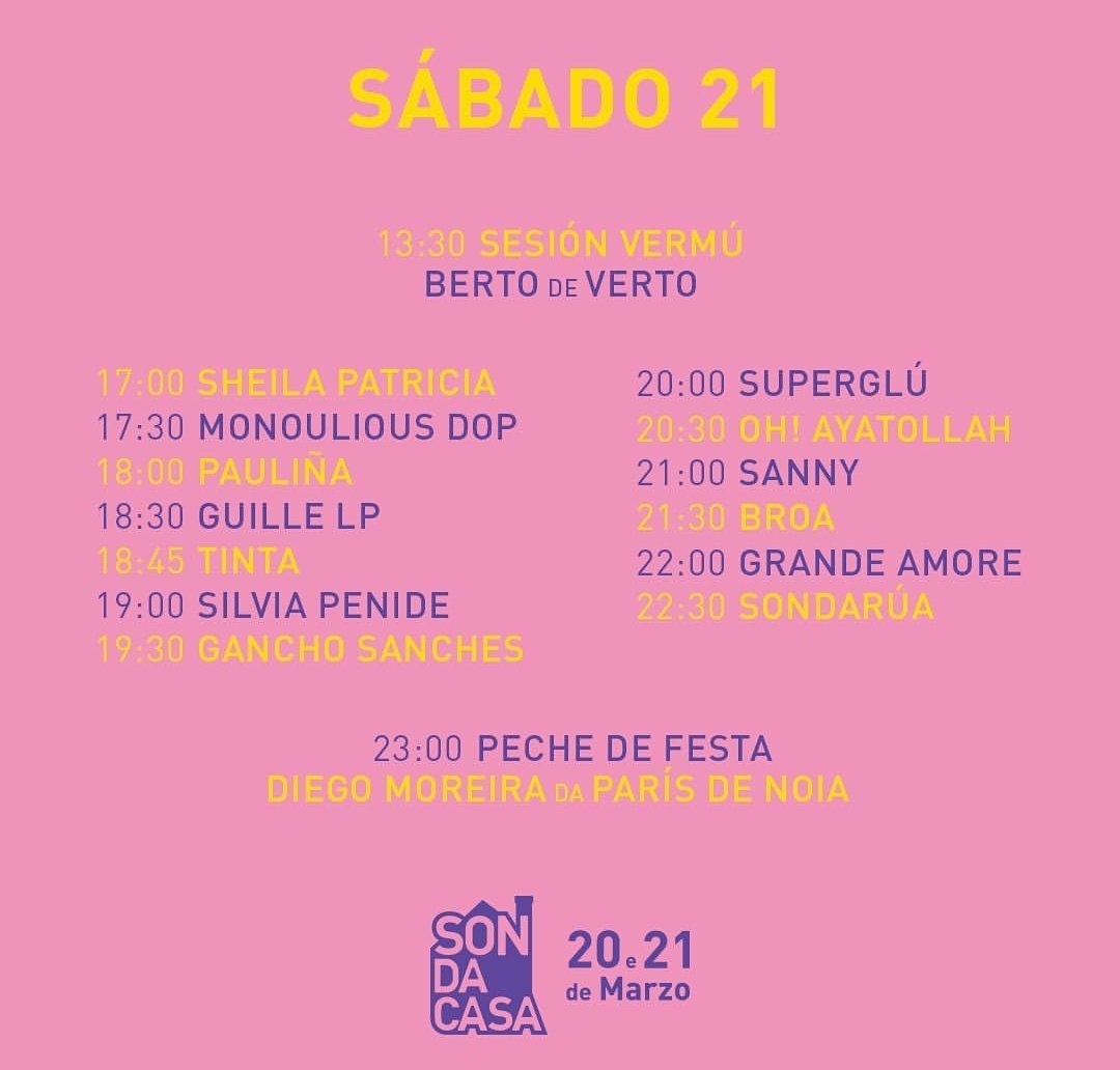 E mañá, sábado 21, vermú con <a href="/VertoTemazos/">Os Verto</a> 😊

E tarde e noite con Pauliña, <a href="/broa_galiza/">Broa</a>, Oh! Ayatollah, <a href="/sondaruagz/">SonDaRúa</a> .... PINTAZA 🥰