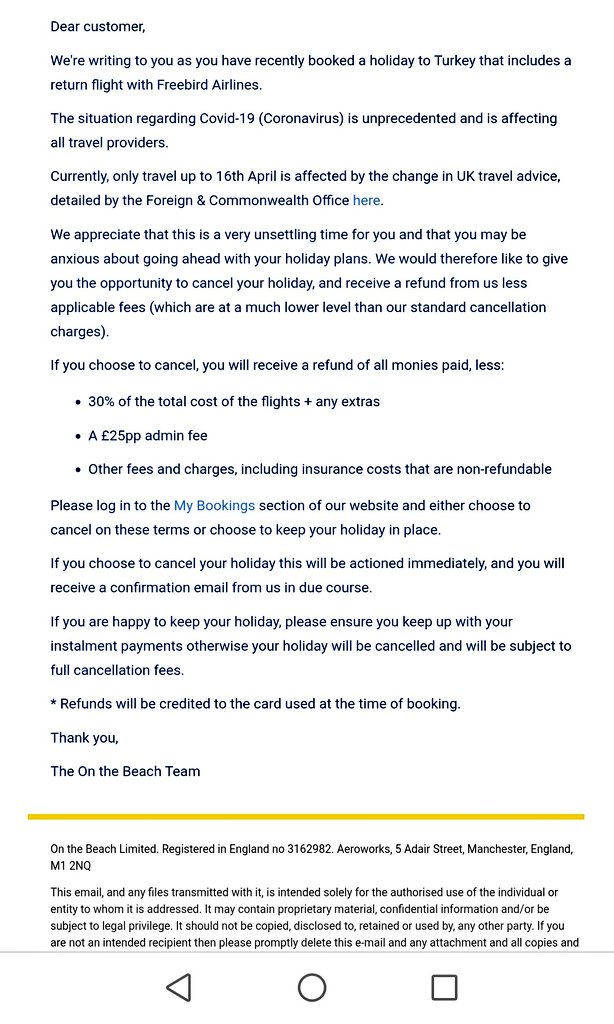 gordon595's tweet photo. @onthebeach I'm entitled to a full refund if flights are cancelled, why are you trying to scare me I to taking less https://t.co/l8D7U8vsDP