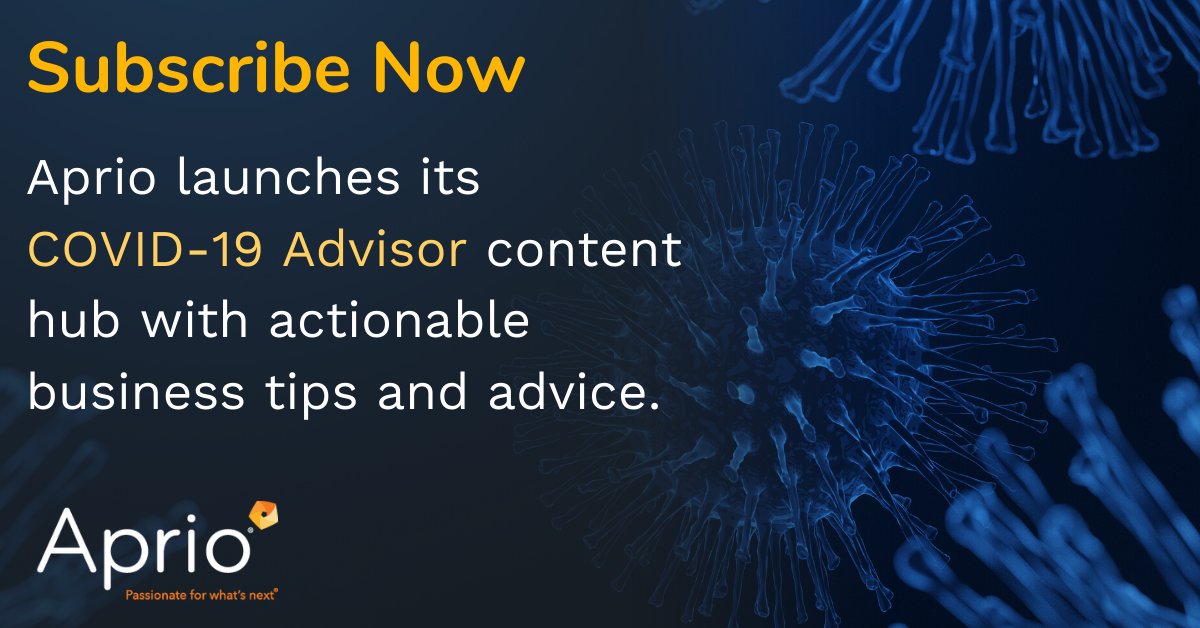 Today Aprio launched its COVID-19 Advisor content hub to provide business insights, advice, guidance and tips to navigate these challenging times. Subscribe now to get the latest from Aprio. hubs.ly/H0nLNcc0
