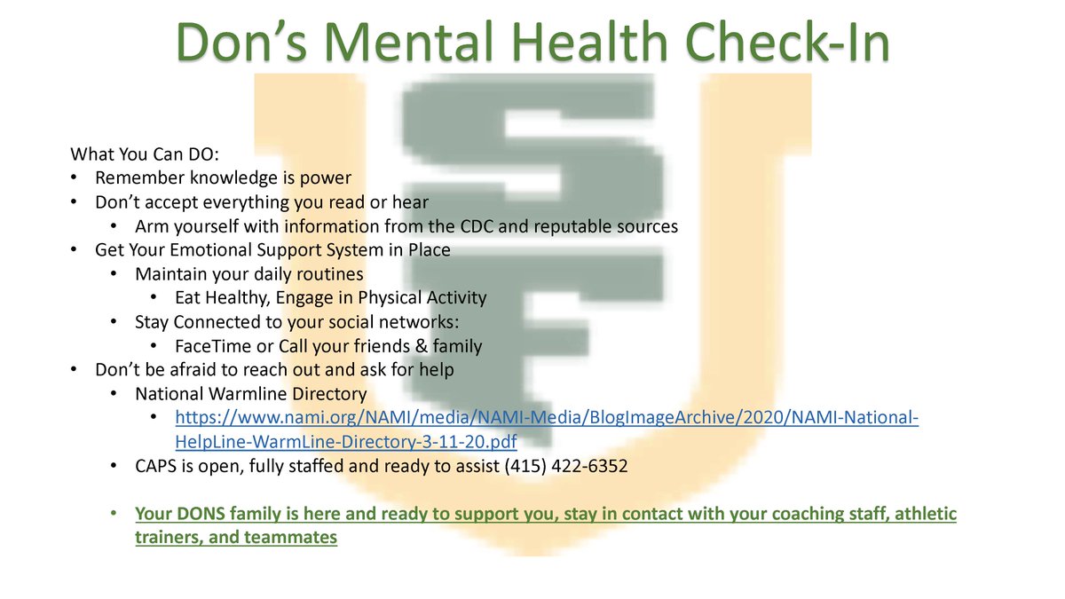 USFDonsAP's tweet image. "Intelligence is the ability to adapt to change." - Stephen Hawking 
As our world has "changed" this week, here is what you can do to stay "intelligent!"