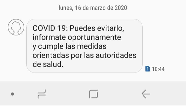 Oportuno mensaje de ETECSA a través de la red móvil en pos del llamado a la conciencia ciudadana en temas de salud pública.  #CubaPorLaSalud  #COVID19  #YoMeQuedoEnCasa, #PatriaEsHumanidad y #DisciplinaVsCOVID19