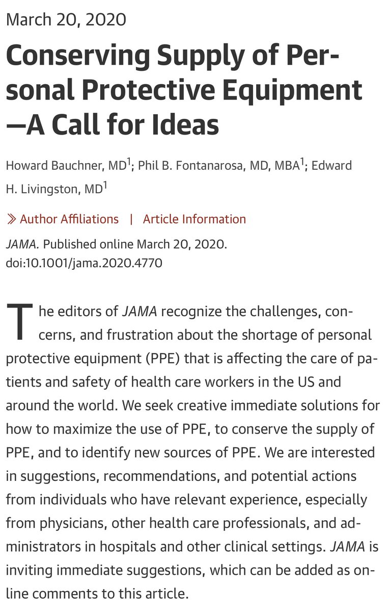 benmoscovitch's tweet photo. .@JAMA_current is looking for ideas on how to conserve &amp; expand the PPE supply. It would seem that UDI has been a tool to better track supply, identify more &amp; ensure integrity of the supply chain cc: @jpdrozda @conwaycomments @BlairGChilds @tzspibwi https://t.co/15z8EnMZDV https://t.co/AJETbZyfP5