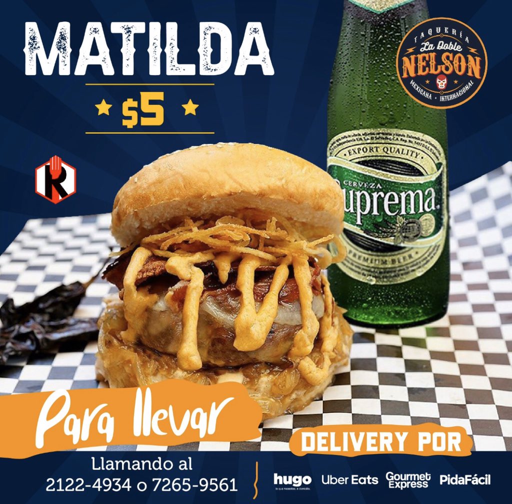 ladoblenelson1's tweet photo. Pide ya para llevar o domicilio en las diferentes plataformas la burger #matilda recuerda que es por tiempo limitado @redforkblog @2foodiesensivar @LaMaraDice @CervezaSuprema https://t.co/AntsWxP7iH
