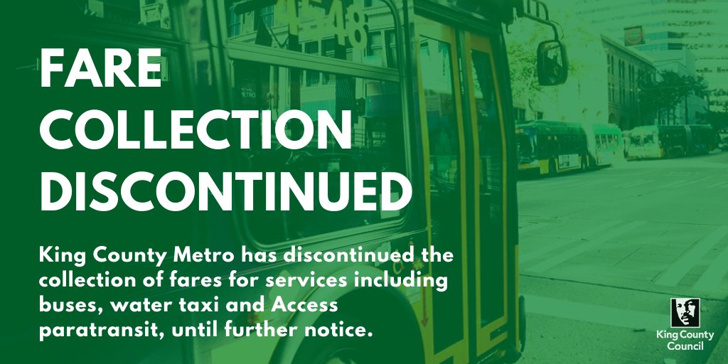 “King County Metro is set to discontinue fare collections beginning tomorrow, March 21.