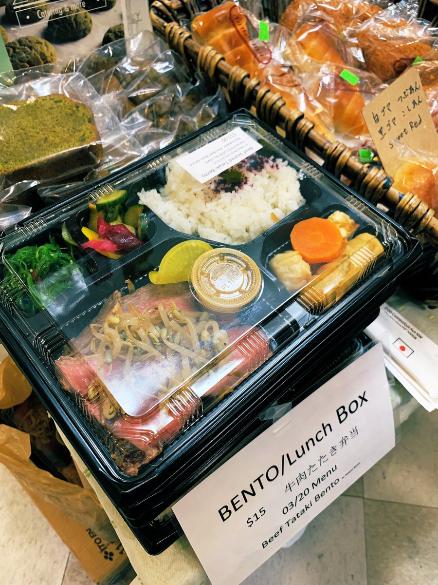 LauraHayesDC's tweet photo. Shop small! Hana Market is open, well stocked, and is selling beef tataki bento boxes! https://t.co/kPYhLtNOXc
